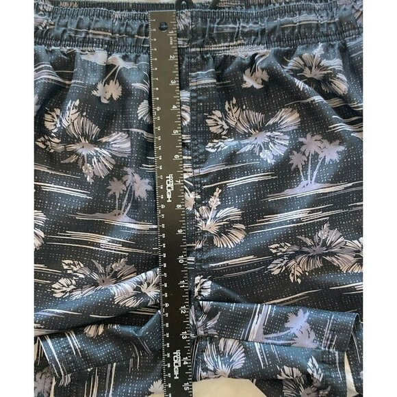 OP Mens Black Silver Gray Palm Trees Swim Trunks Shorts Lined Size XL 40-42 - Picture 9 of 12